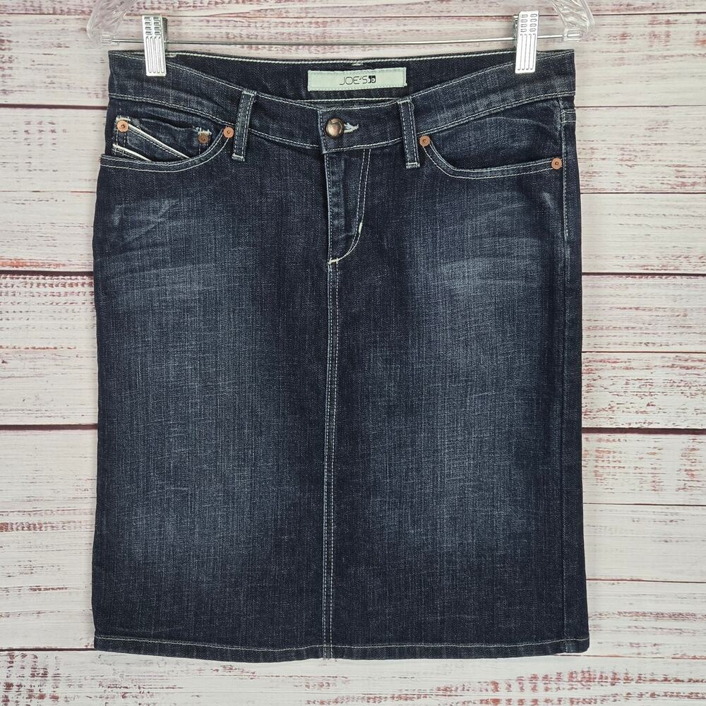 Joe's Jeans Idol Jean Skirt 29 Back Slit Denim Basic Indie Fade Grunge Country